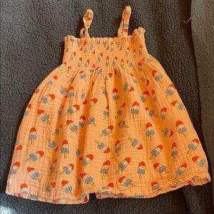 Angel Dear Orange Popsicle Print Cotton Sundress